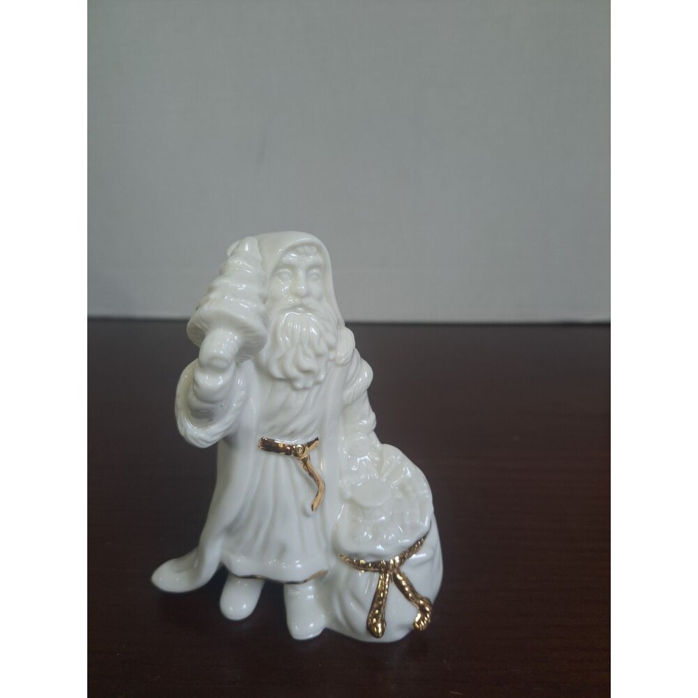 Lenox Santa With Tree And Sack Ivory With Gold Trim Figurine